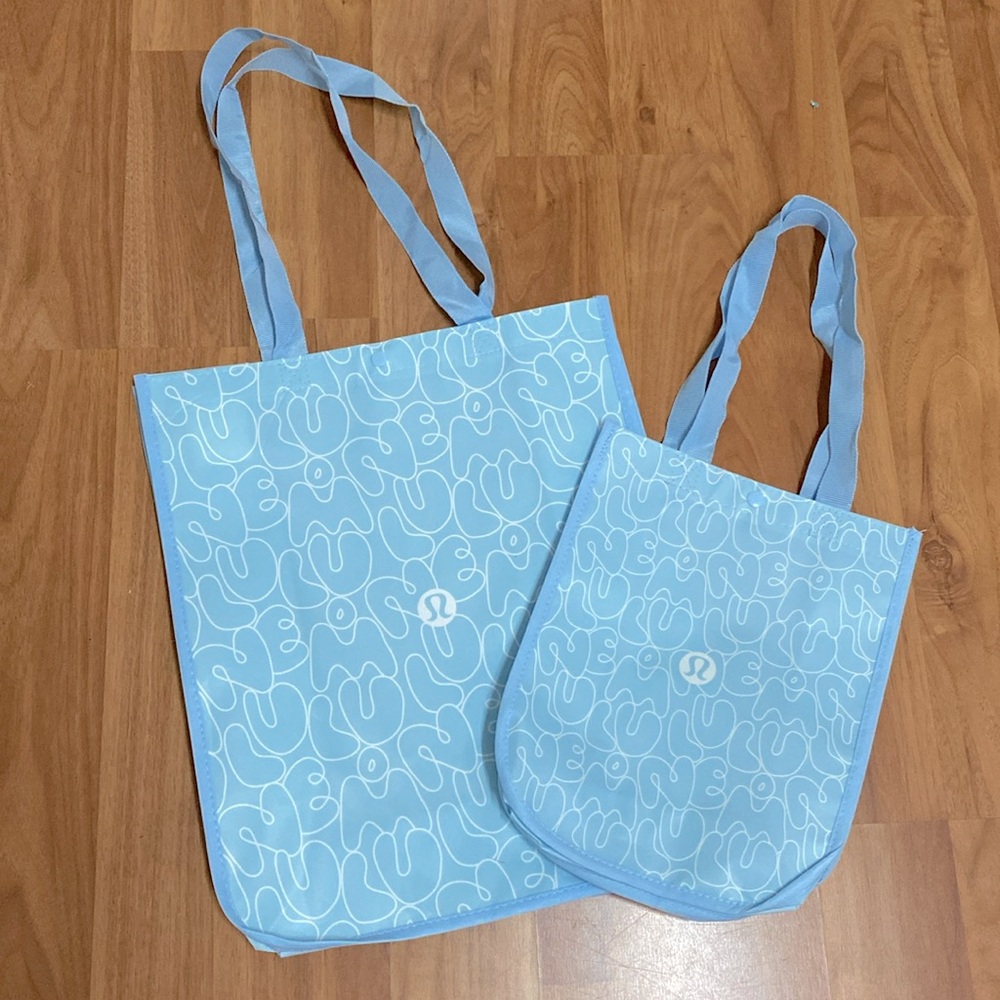 ❤️ Lululemon Limited Edition Brand New Light Blue Logo Tote Bags